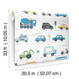 4203-27594 Road Traffic Blue Cars Wallpaper