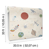  4203-27596 Space Adventure Beige Outer Space Wallpaper