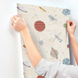  4203-27596 Space Adventure Beige Outer Space Wallpaper