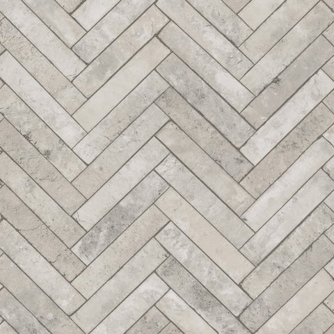 45762 Brick Herringbone Silver Grey Wallpaper