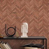 45763 Brick Herringbone Red Wallpaper