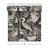 47405 Tropical botanic tree wetland scene black beige cranes herons birds wallpaper 3D