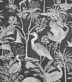 47405 Tropical botanic tree wetland scene black beige cranes herons birds wallpaper 3D