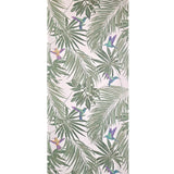 47408 Tropical botanic palm branches leaves green white purple birds modern wallpaper