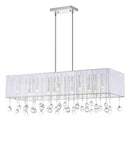 5005P40C(W-C) Water Drop 14 Light Drum Shade Chandelier With Chrome Finish