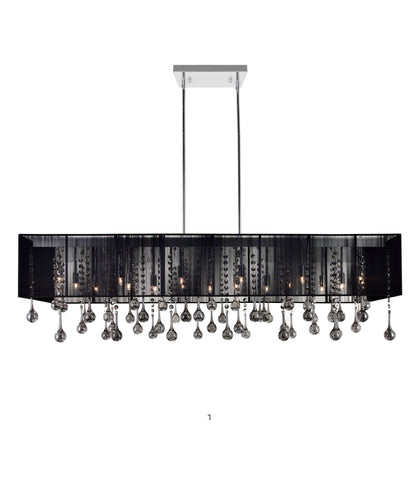 5005P48C(B-S) Water Drop 17 Light Drum Shade Chandelier With Chrome Finish