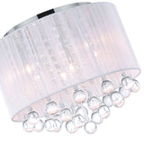 5006C14C-R (W) Water Drop 6 Light Drum Shade Flush Mount With Chrome Finish