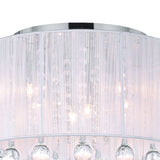 5006C14C-R (W) Water Drop 6 Light Drum Shade Flush Mount With Chrome Finish