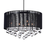 5006P18C-R(B) Water Drop 6 Light Drum Shade Chandelier With Chrome Finish