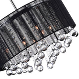 5006P18C-R(B) Water Drop 6 Light Drum Shade Chandelier With Chrome Finish