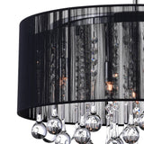 5006P18C-R(B) Water Drop 6 Light Drum Shade Chandelier With Chrome Finish