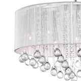 5006P22C-R(W) Water Drop 9 Light Drum Shade Chandelier With Chrome Finish