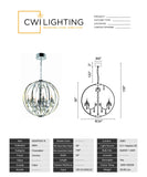 5025P34C-8 Abia 8 Light Up Chandelier With Chrome Finish