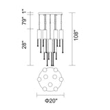 5081P20C-R Extended 9 Light Multi Light Pendant With Chrome Finish