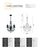 5095P16B-3 Keen 3 Light Up Chandelier With Black Finish