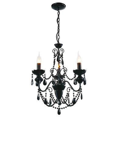 5095P16B-3 Keen 3 Light Up Chandelier With Black Finish