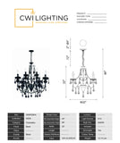 5095P22B-6 Keen 6 Light Up Chandelier With Black Finish