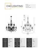 5095P32B-9 Keen 9 Light Up Chandelier With Black Finish