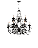 5095P32B-9 Keen 9 Light Up Chandelier With Black Finish