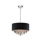 5443P14C (Black) Dash 3 Light Drum Shade Chandelier With Chrome Finish