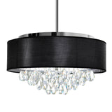 5443P18C (Black) Dash 4 Light Drum Shade Chandelier With Chrome Finish