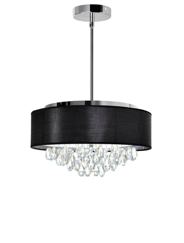 5443P18C (Black) Dash 4 Light Drum Shade Chandelier With Chrome Finish