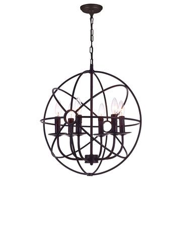 5464P18DB Arza 6 Light Up Chandelier With Brown Finish