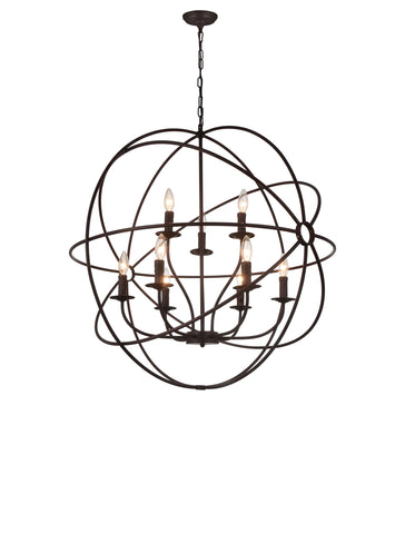 5464P32DB-9 Arza 9 Light Up Chandelier With Brown Finish