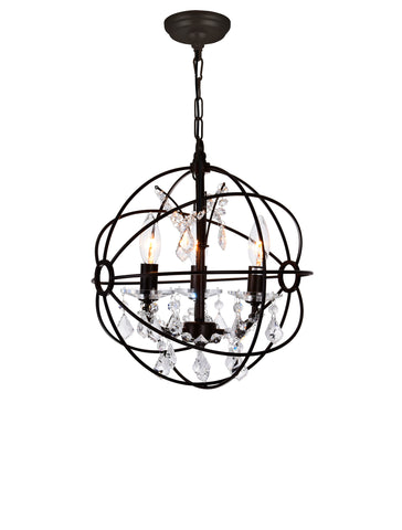 5465P13-DB-3 Campechia 3 Light Up Mini Chandelier With Brown Finish