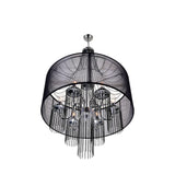 5475P20C-6 Black Amelia 6 Light Drum Shade Chandelier With Chrome Finish