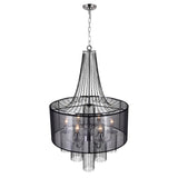 5475P20C-6 Black Amelia 6 Light Drum Shade Chandelier With Chrome Finish