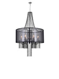 5475P20C-6 Black Amelia 6 Light Drum Shade Chandelier With Chrome Finish