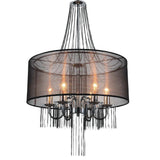 5475P20C-6 Brown Amelia 6 Light Drum Shade Chandelier With Chrome Finish