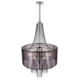 5475P20C-6 Brown Amelia 6 Light Drum Shade Chandelier With Chrome Finish