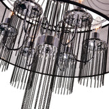 5475P20C-6 Brown Amelia 6 Light Drum Shade Chandelier With Chrome Finish