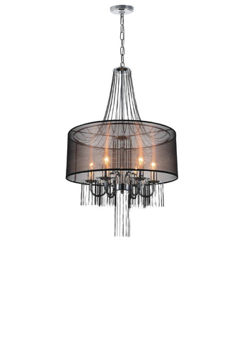 5475P20C-6 Brown Amelia 6 Light Drum Shade Chandelier With Chrome Finish