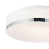 5479C10SN-R Frosted 2 Light Drum Shade Flush Mount With Satin Nickel Finish