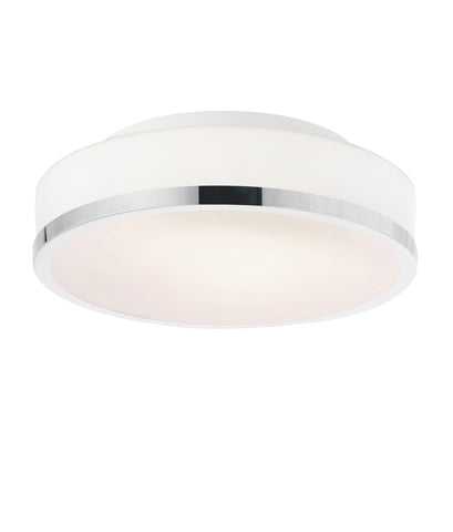 5479C10SN-R Frosted 2 Light Drum Shade Flush Mount With Satin Nickel Finish