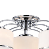 5479C30C-5 Frosted 5 Light Drum Shade Flush Mount With Chrome Finish