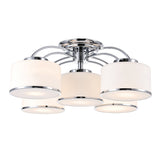 5479C30C-5 Frosted 5 Light Drum Shade Flush Mount With Chrome Finish