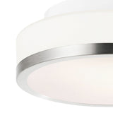 5479C8SN-R Frosted 1 Light Drum Shade Flush Mount With Satin Nickel Finish