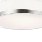 5479C8SN-R Frosted 1 Light Drum Shade Flush Mount With Satin Nickel Finish