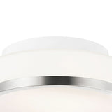 5479C8SN-R Frosted 1 Light Drum Shade Flush Mount With Satin Nickel Finish