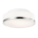 5479C8SN-R Frosted 1 Light Drum Shade Flush Mount With Satin Nickel Finish