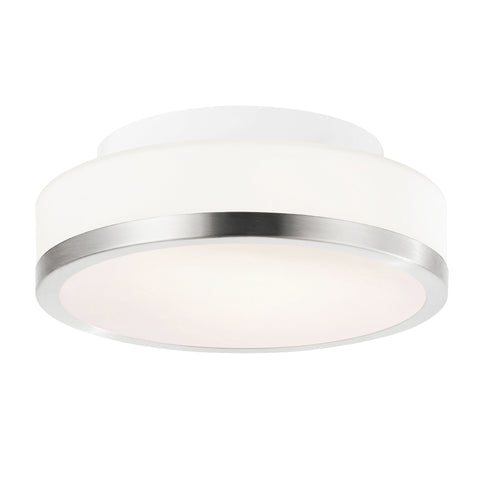 5479C8SN-R Frosted 1 Light Drum Shade Flush Mount With Satin Nickel Finish