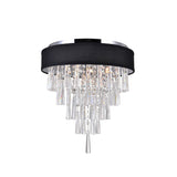 5523C16C (Black) Franca 4 Light Drum Shade Flush Mount With Chrome Finish