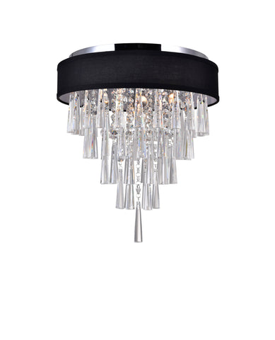 5523C16C (Black) Franca 4 Light Drum Shade Flush Mount With Chrome Finish