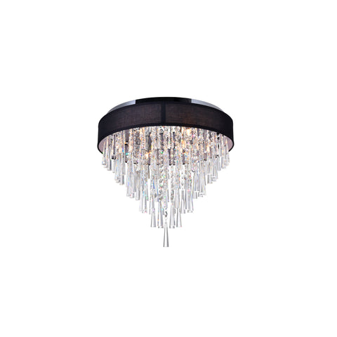 5523C22C (Black) Franca 8 Light Drum Shade Flush Mount With Chrome Finish