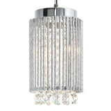 5535P6C-R Claire 2 Light Drum Shade Mini Pendant With Chrome Finish