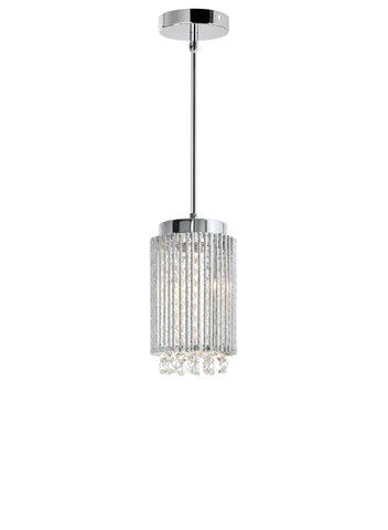 5535P6C-R Claire 2 Light Drum Shade Mini Pendant With Chrome Finish